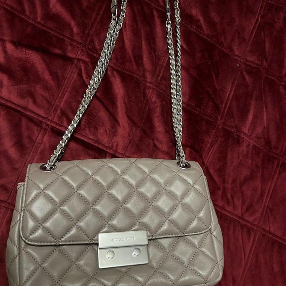 Michael Kors Taupe Quilted Shoulder Bag - Picture 1 of 9